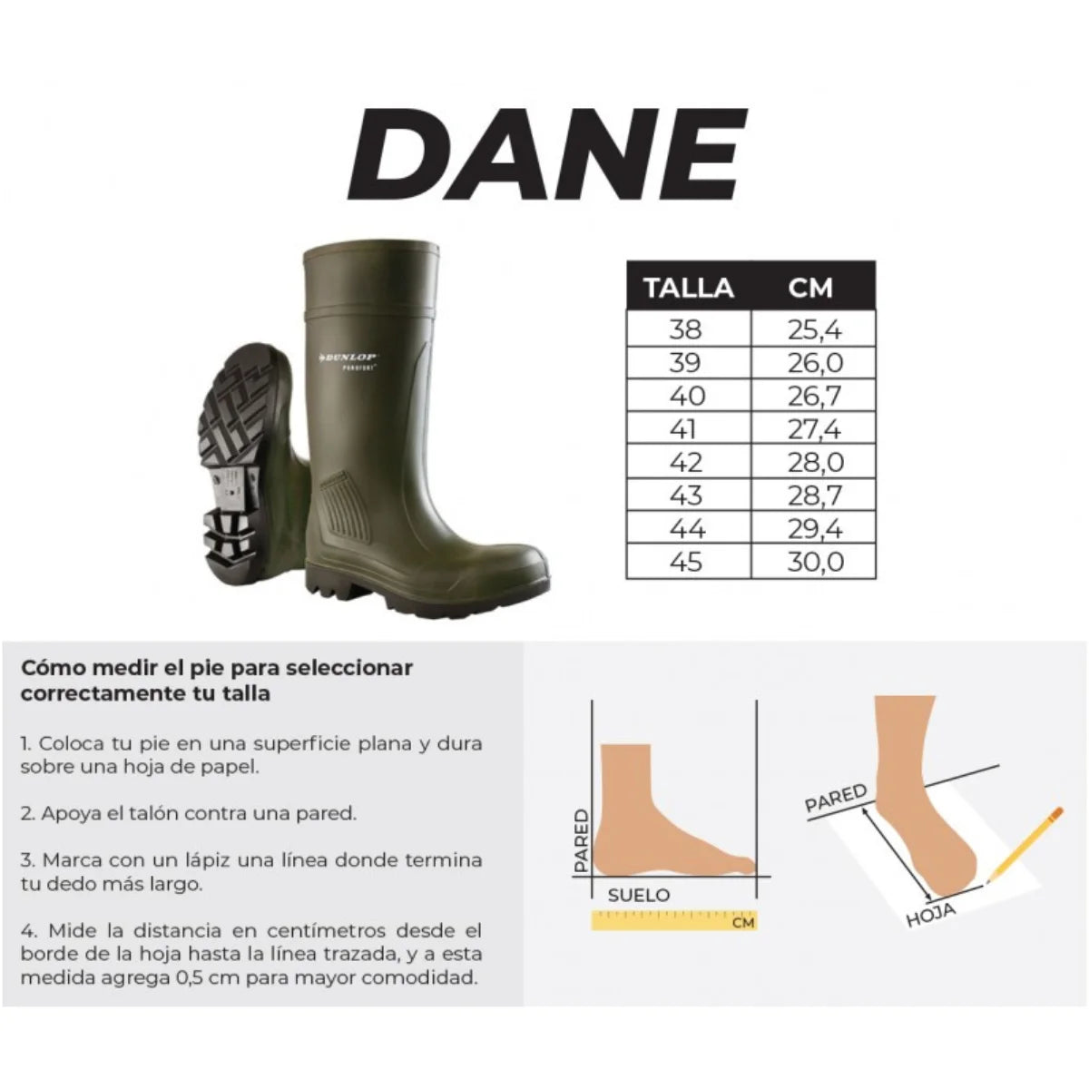 Botas Impermeables Dunlop Dane de PVC para agricultura jardinería y uso exterior