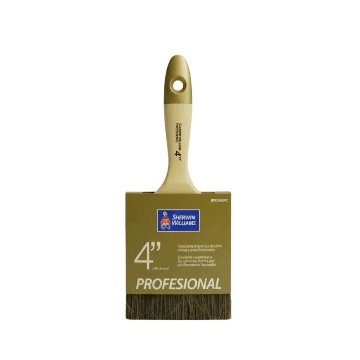 Brocha profesional marca Sherwin Williams de 4 pulgadas (100 mm) con mezcla de poliéster y cerda natural.