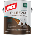 Barniz de poliuretano Lanco 2 en 1 con tinte, acabado brillante, sella y protege la madera a la vez que le da color.