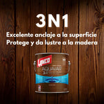Barniz poliuretano 3n1 Aquavar Lanco para madera