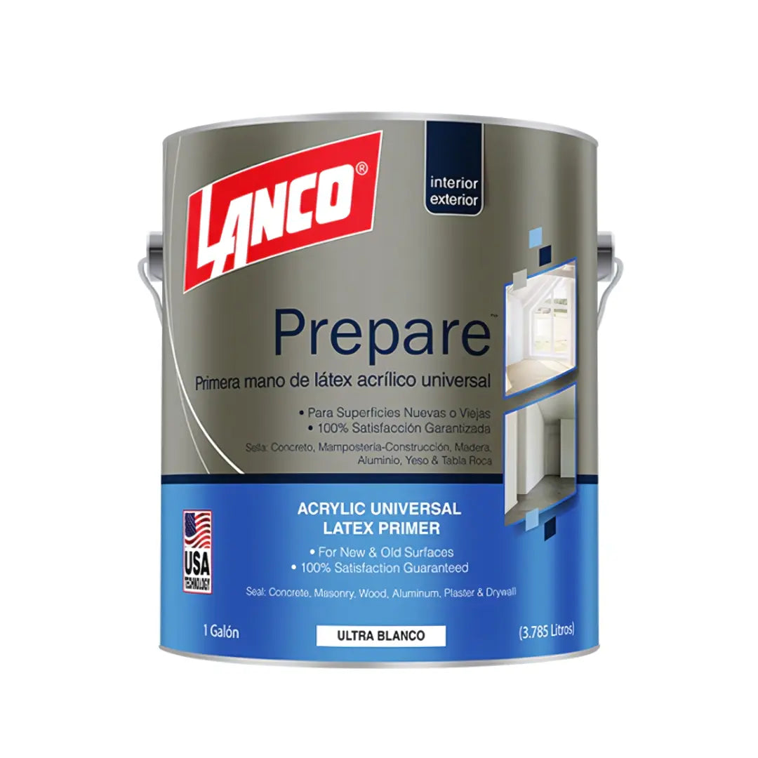Primer Pintura Lanco Prepare Galón Blanco para Interior y Exterior
