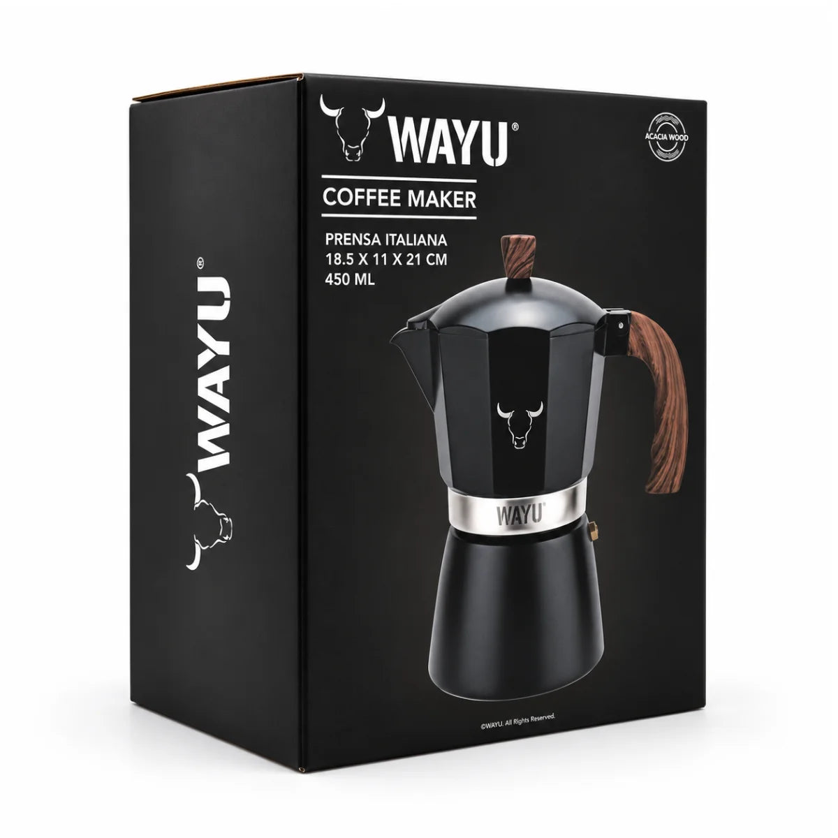 Cafetera italiana Wayu de aluminio con capacidad de 450 ml