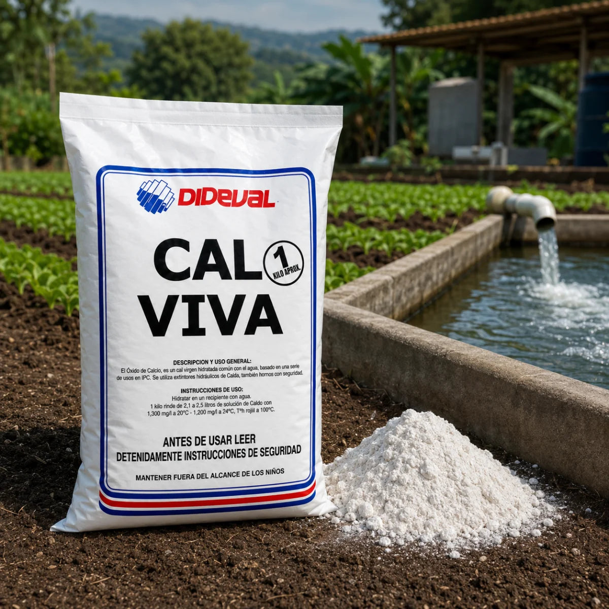 Cal Viva Óxido de Calcio 1 Kg Dideval para estabilización de suelos corrección de pH y tratamiento de aguas