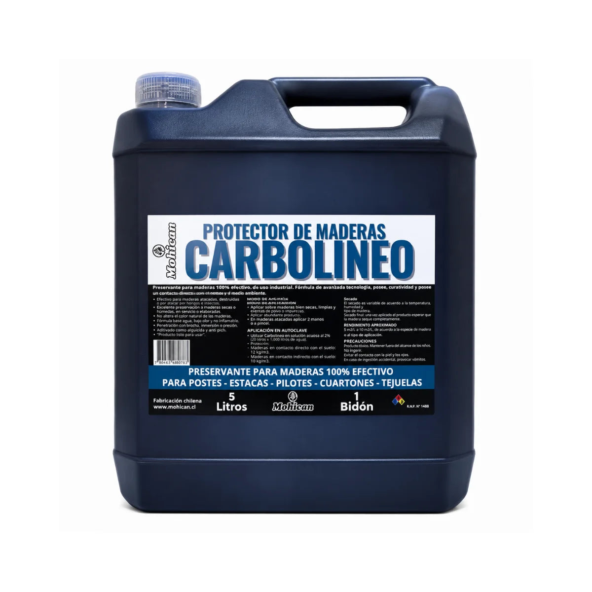 Carbolineo protector de maderas Mohican disponible en bidón de 5 litros 