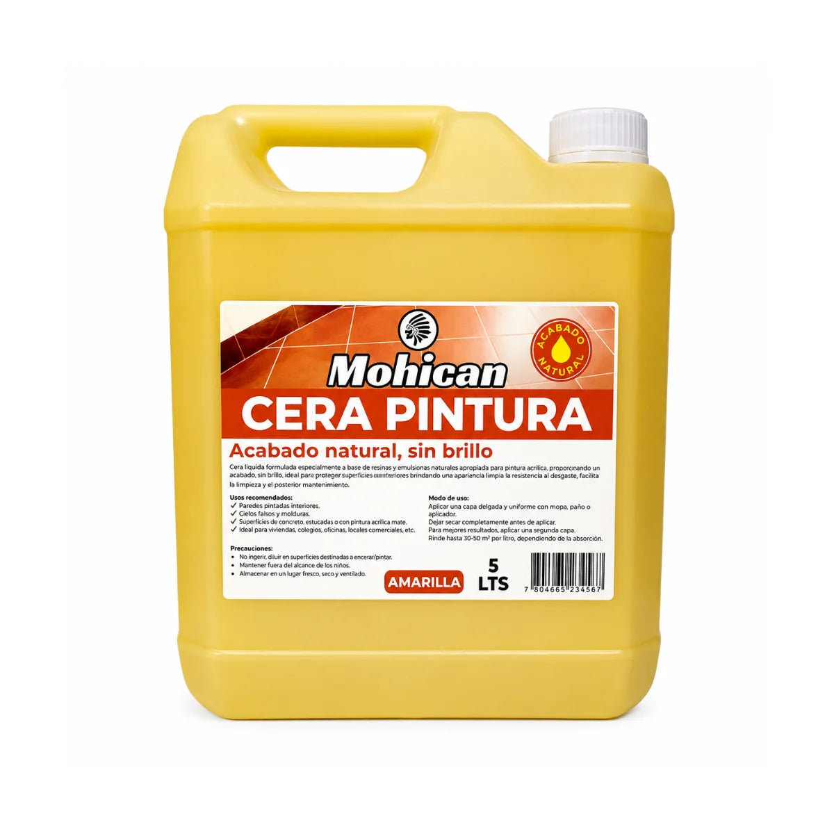 Cera pintura acrílica amarilla Mohican de 5 litros para pisos