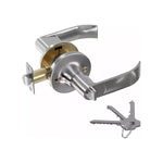 Cerradura de acceso de manilla Ferretools con seguro de mariposa y llave para puertas interiores.