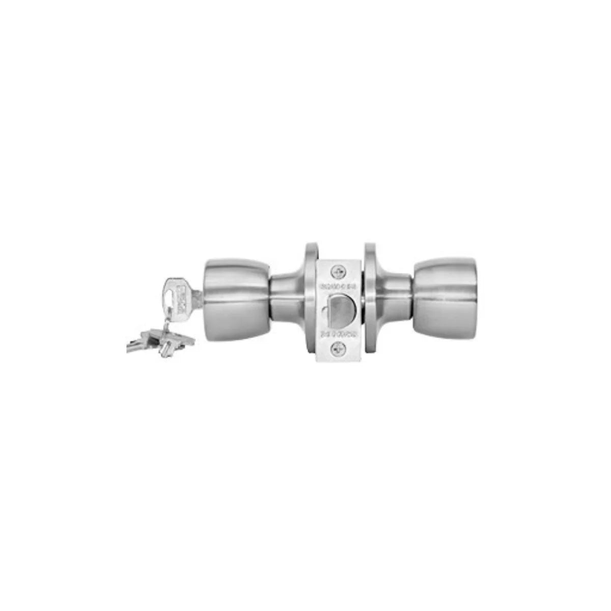 Cerradura tubular Safer para dormitorio y oficina en acero inoxidable con backset de 60mm e incluye 3 llaves.