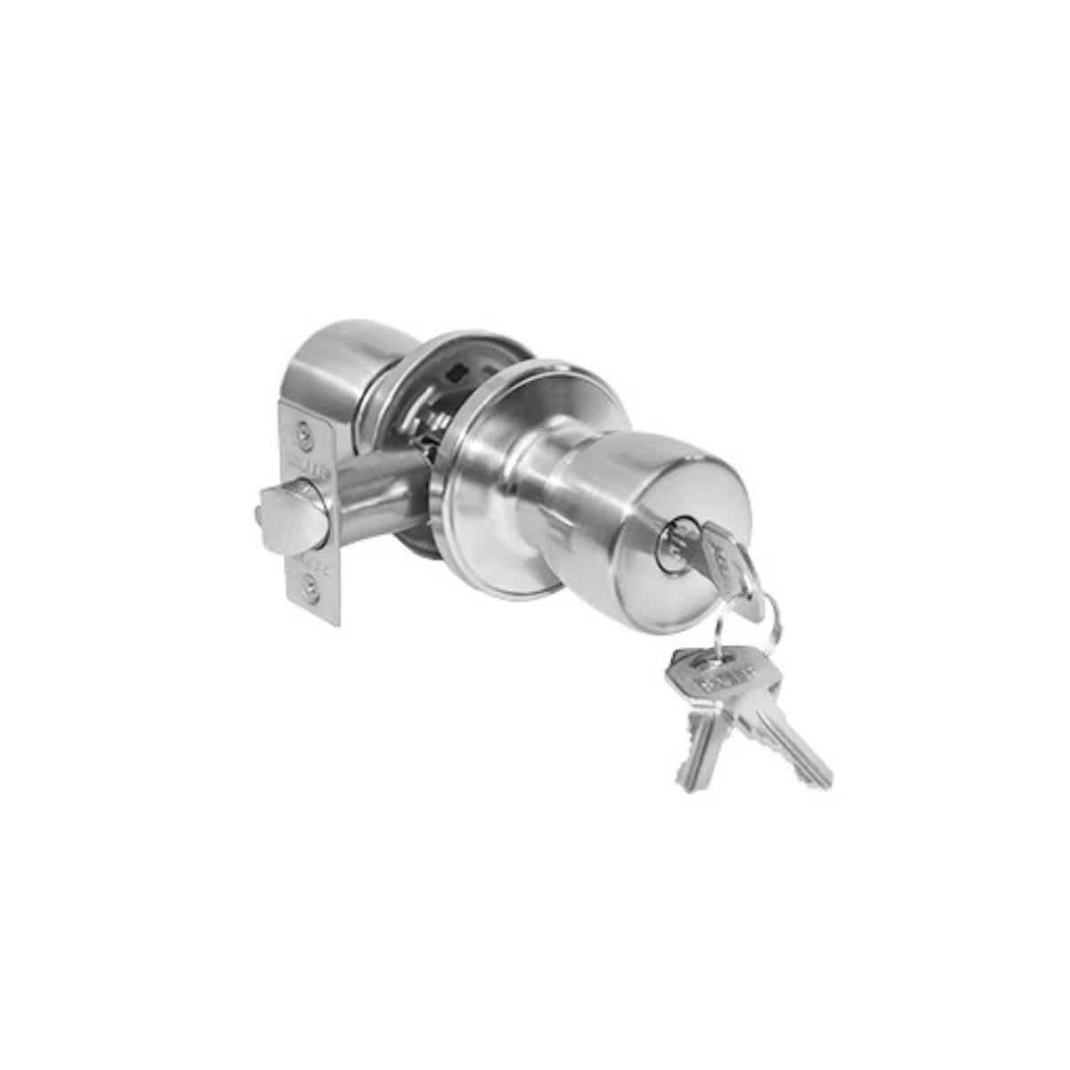 Cerradura tubular Safer para dormitorio y oficina en acero inoxidable con backset de 60mm e incluye 3 llaves.