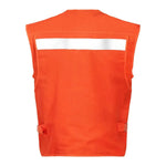 Chaleco geólogo de poplin naranjo con cinta reflectante de 5 cm y varios bolsillos, en uno de sus colores disponibles.