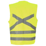 Chaleco geólogo de Poplin amarillo fluorescente con cintas reflectantes de 2 pulgadas y múltiples bolsillos.