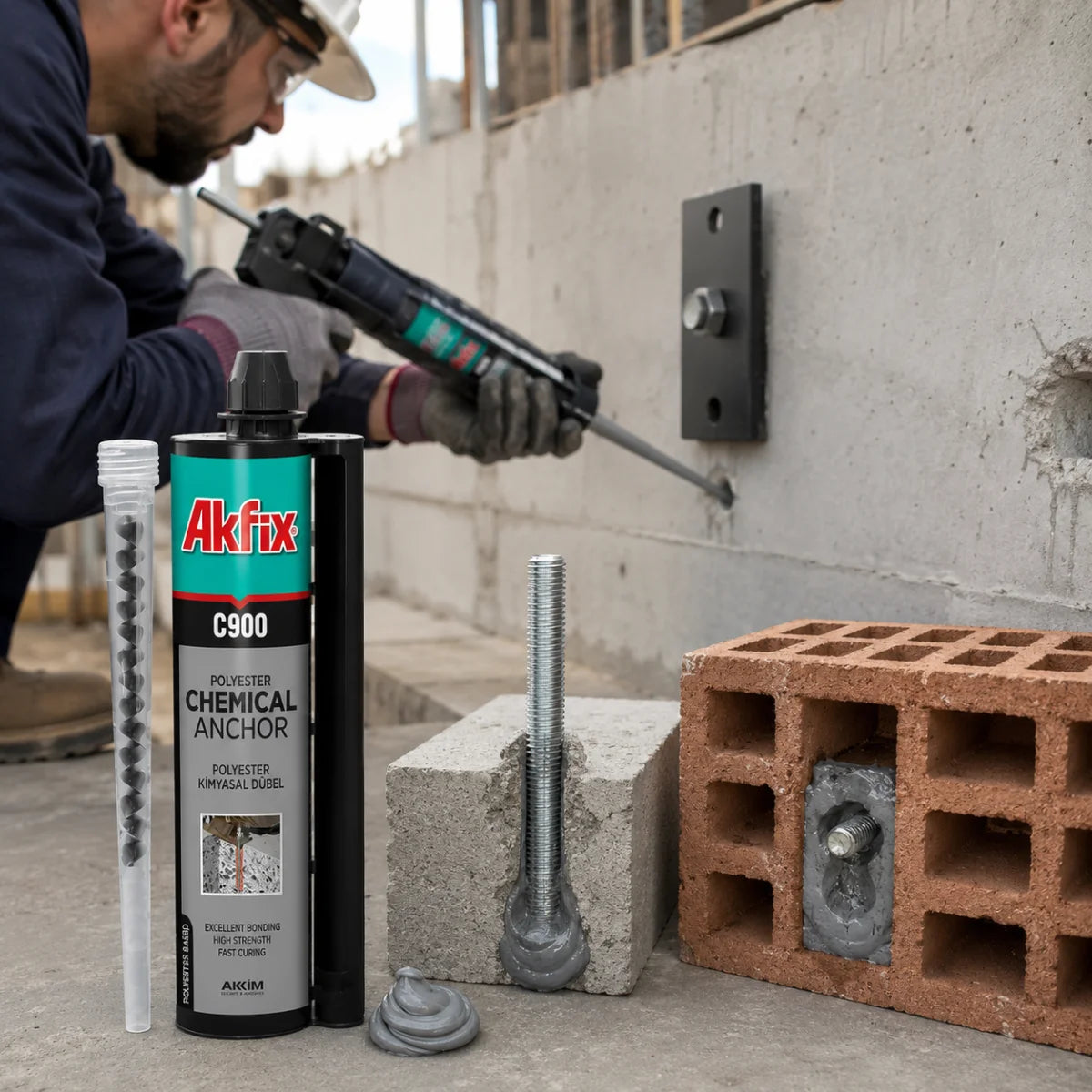 Anclaje Químico Akfix C900 300 ml para fijación estructural en hormigón y ladrillo
