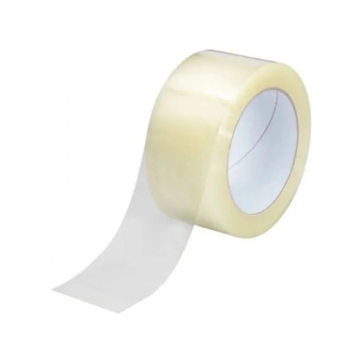 Cinta de embalaje transparente de 48 mm y 100 metros, acabado cristalino para lectura de etiquetas y adhesivo de alta sujeción.