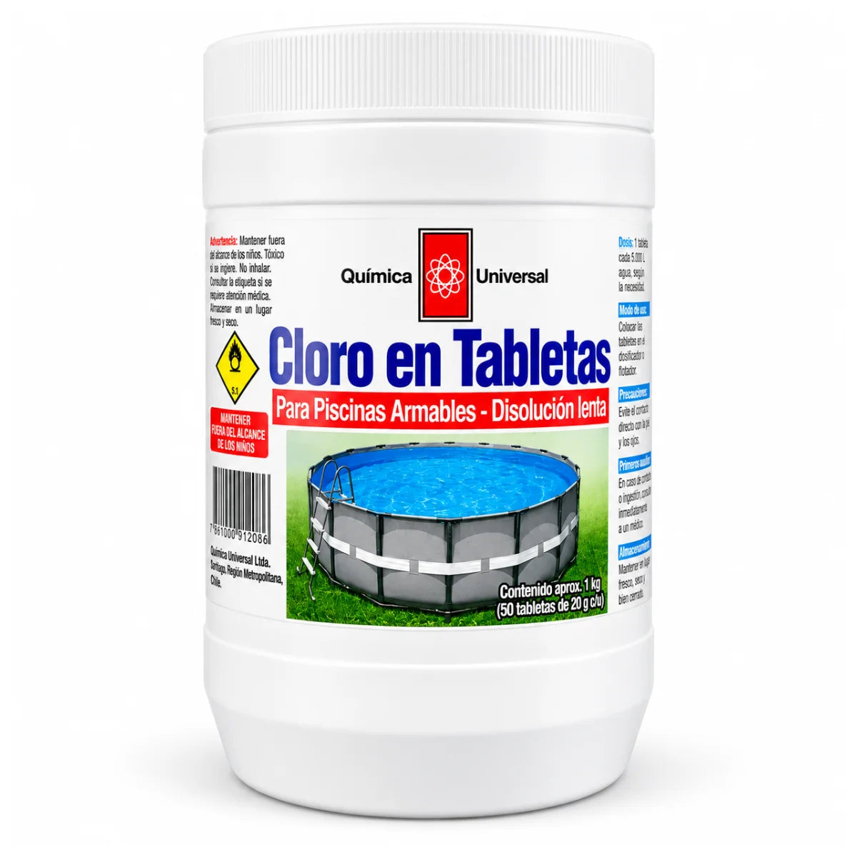 Cloro en Tabletas 20 g 1 kg Química Universal para Piscinas