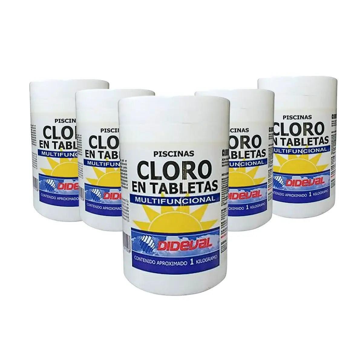 cloro en tabletas triple acción Dideval 5 kg para cuidado de piscinas
