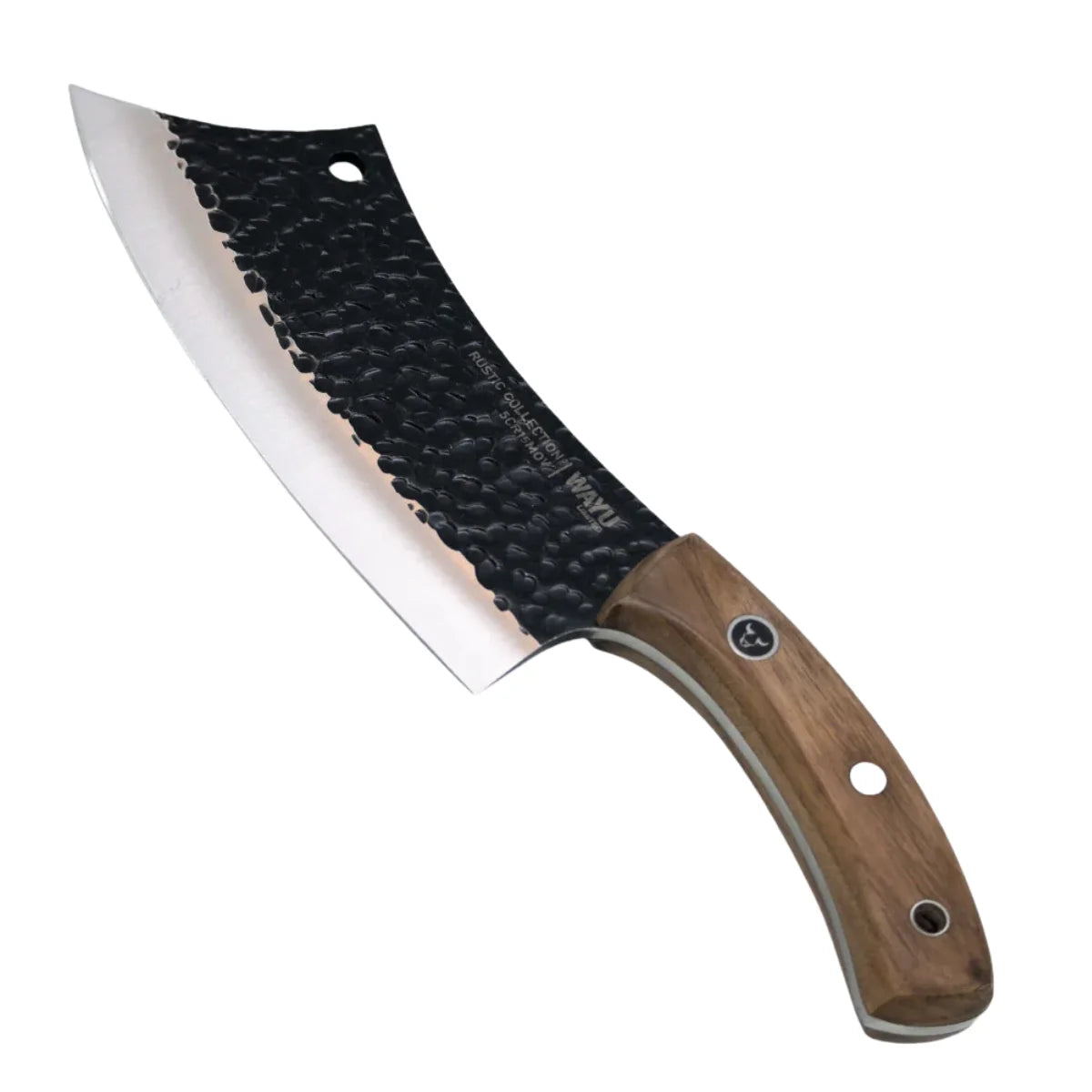 Cuchillo Chopper Wayu Rustic de acero inoxidable con funda