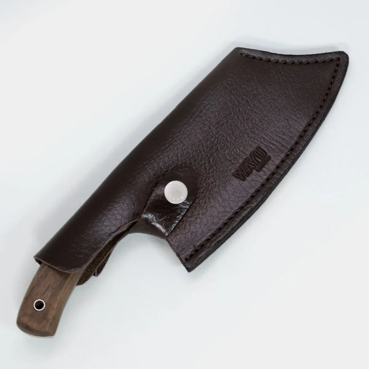 Cuchillo Chopper Wayu Rustic de acero inoxidable con funda