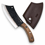 Cuchillo Chopper Wayu Rustic de acero inoxidable con funda