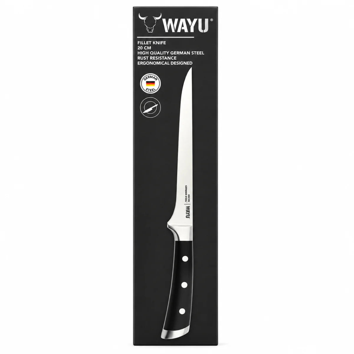 Cuchillo filetero Wayu de acero inoxidable de 20 cm