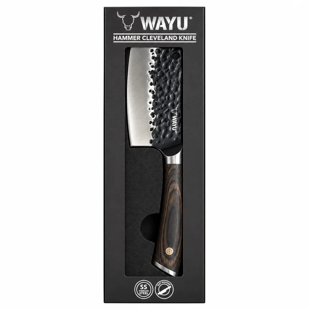 Cuchillo Cleveland Hammer Wayu de acero inoxidable martillado