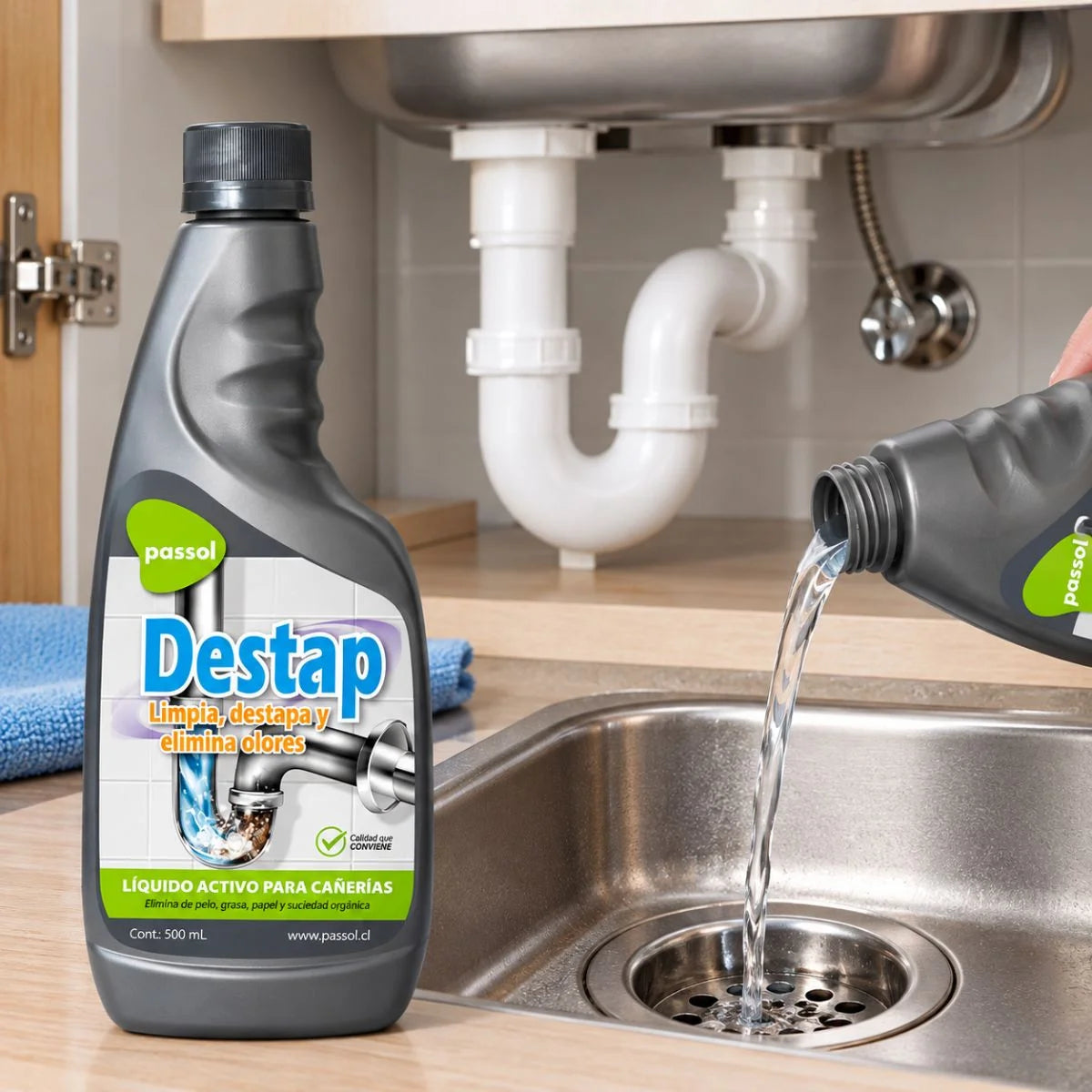 Destapador limpia cañerías Passol de 500 ml
