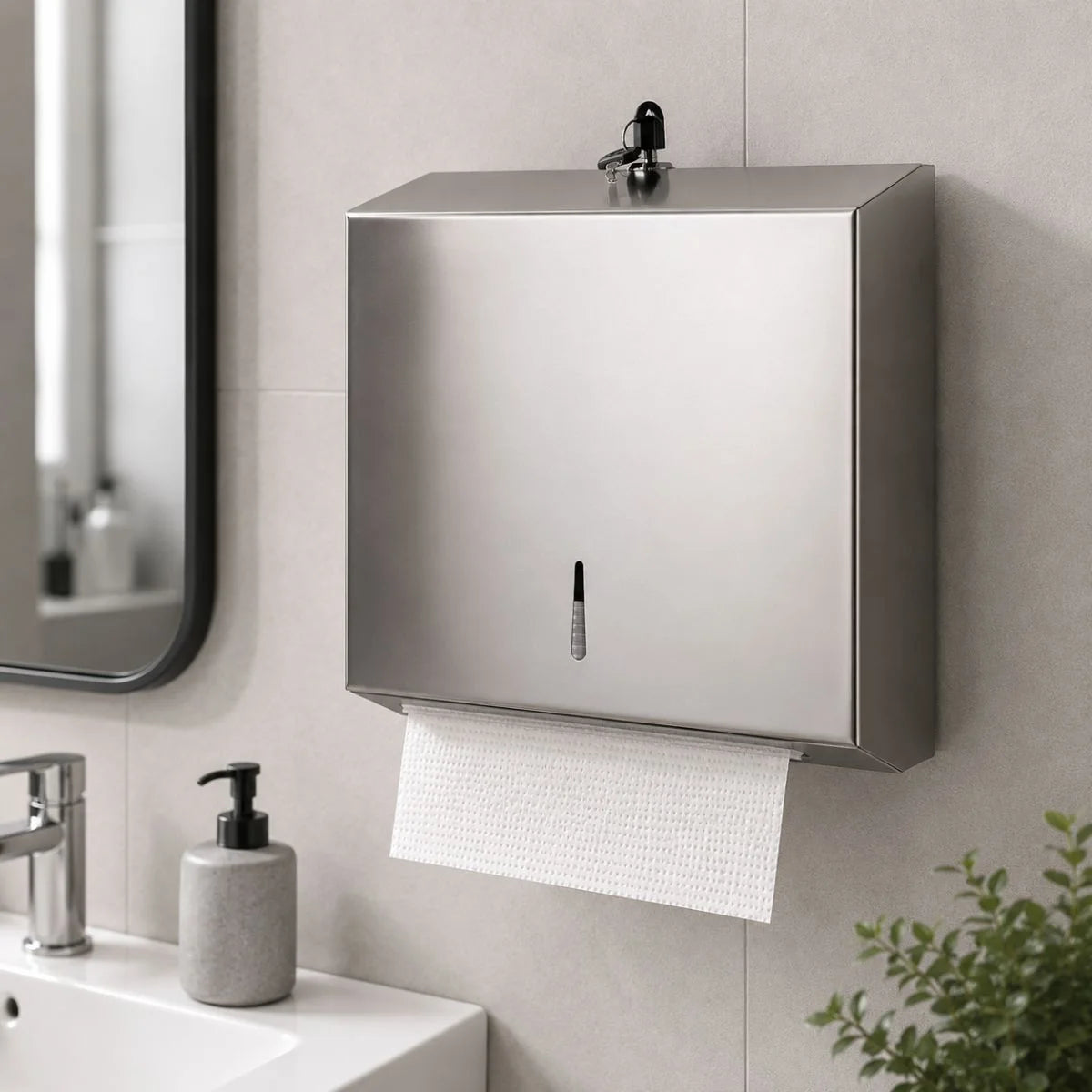Dispensador de toallas de papel interfoliadas TAUMM de acero inoxidable