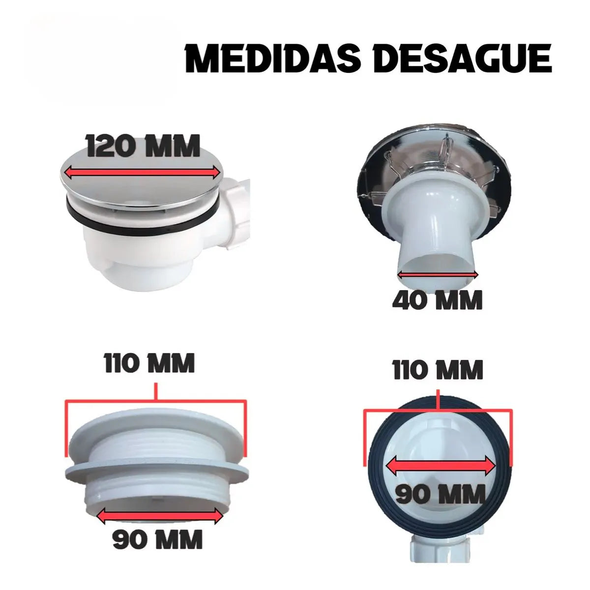 Desagüe receptáculo de 120 mm Täumm para un drenaje eficiente en shower door.