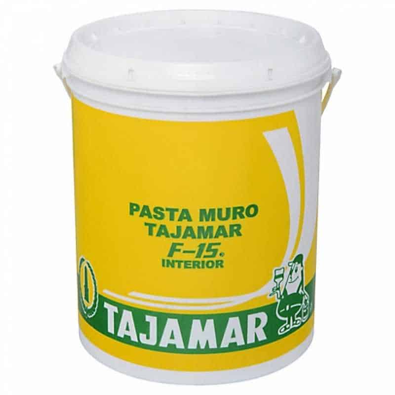 Pasta de muro Tajamar F-15 de 1 galón para interiores, masilla de estucado fino para alisar y nivelar paredes antes de pintar.