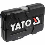 Juego de dados y carraca Yato YT-38561 de 22 piezas, set de herramientas de cromo vanadio de 1/2" para mecánica automotriz y reparaciones generales.