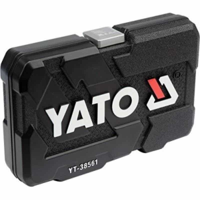 Juego de dados y carraca Yato YT-38561 de 22 piezas, set de herramientas de cromo vanadio de 1/2" para mecánica automotriz y reparaciones generales.