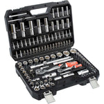 Maletín de herramientas Yato YT-38791 de 108 piezas, kit profesional de dados y accesorios de cromo vanadio 1/2" y 1/4" para uso en talleres y mecánica.