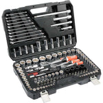 Juego de herramientas Yato YT-38801 de 120 piezas, set de dados, llaves y carraca de cromo vanadio para uso profesional en mecánica, taller y automotriz.