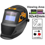 Máscara de soldar Ingco fotosensible con regulación automática, casco de seguridad ajustable para soldadores profesionales y aficionados.