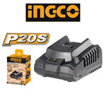 Cargador rápido Ingco FCLI2001, diseñado para baterías de ion de litio de 20V de la línea de herramientas inalámbricas