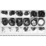 Kit de 300 anillos de retención Surtidos Yato YT-06881 en caja organizadora, ideal para trabajos de mecánica automotriz y montaje de ejes.