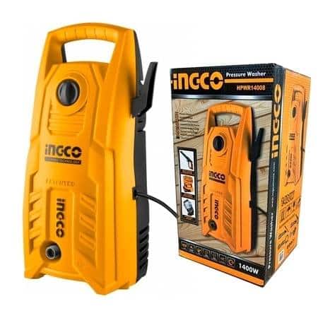 Hidrolavadora eléctrica Ingco HPWR14008 de 130 bares de presión, equipo potente para limpieza profesional de exteriores, vehículos y superficies duras.