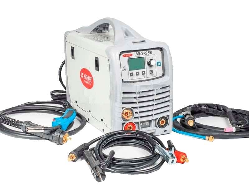 Soldadora Kende 250 amp para procesos Mig Tig y Mma en trabajos metálicos
