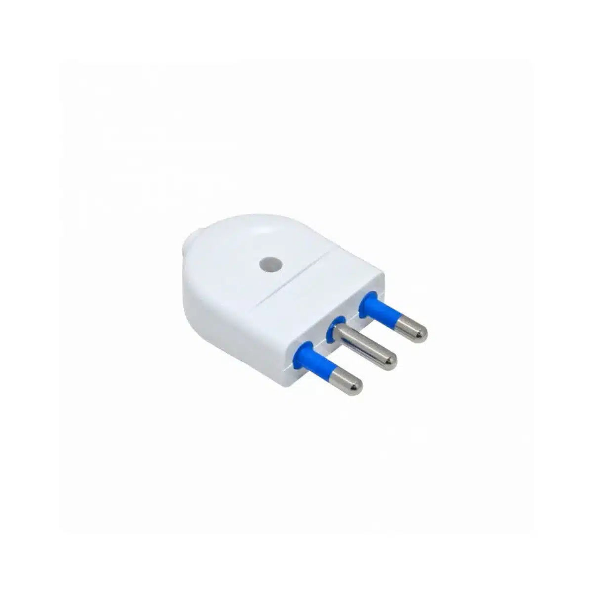 Enchufe Macho Volante blanco 10A/250V con contacto a tierra.