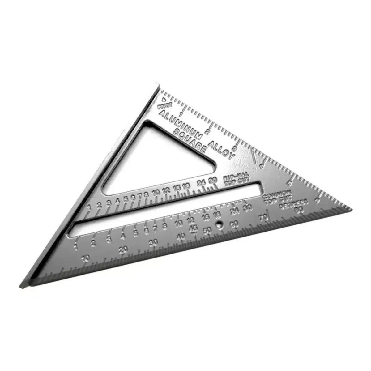 Escuadra rápida triangular Flovi de aluminio macizo, medidas de 7 y 12 pulgadas para carpintería, techumbre y guía de sierra.