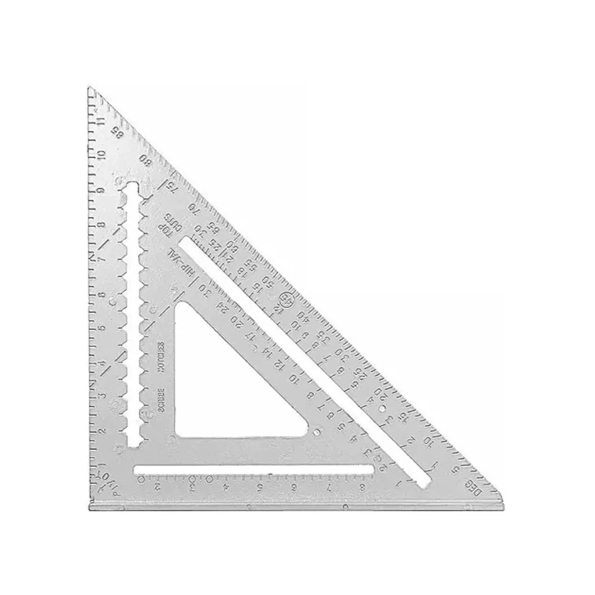 Escuadra rápida triangular Flovi de aluminio macizo, medidas de 7 y 12 pulgadas para carpintería, techumbre y guía de sierra.