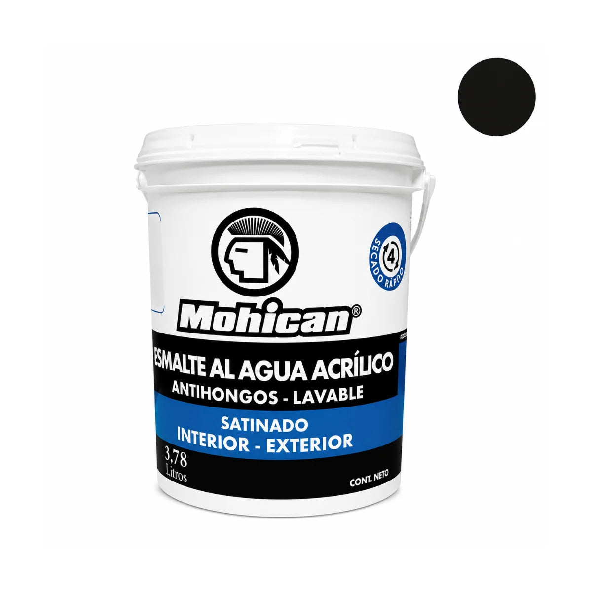 Esmalte al Agua Antihongos Mohican 1 Galón Satinado Negro