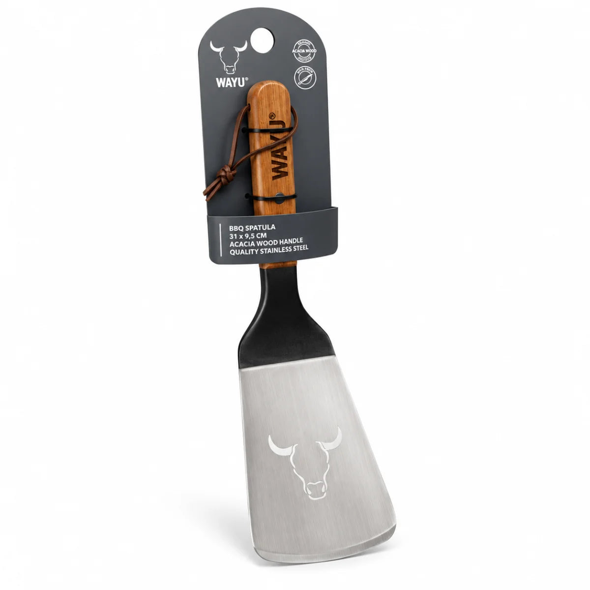 Espátula churrasquera Wayu de acero inoxidable con mango de madera