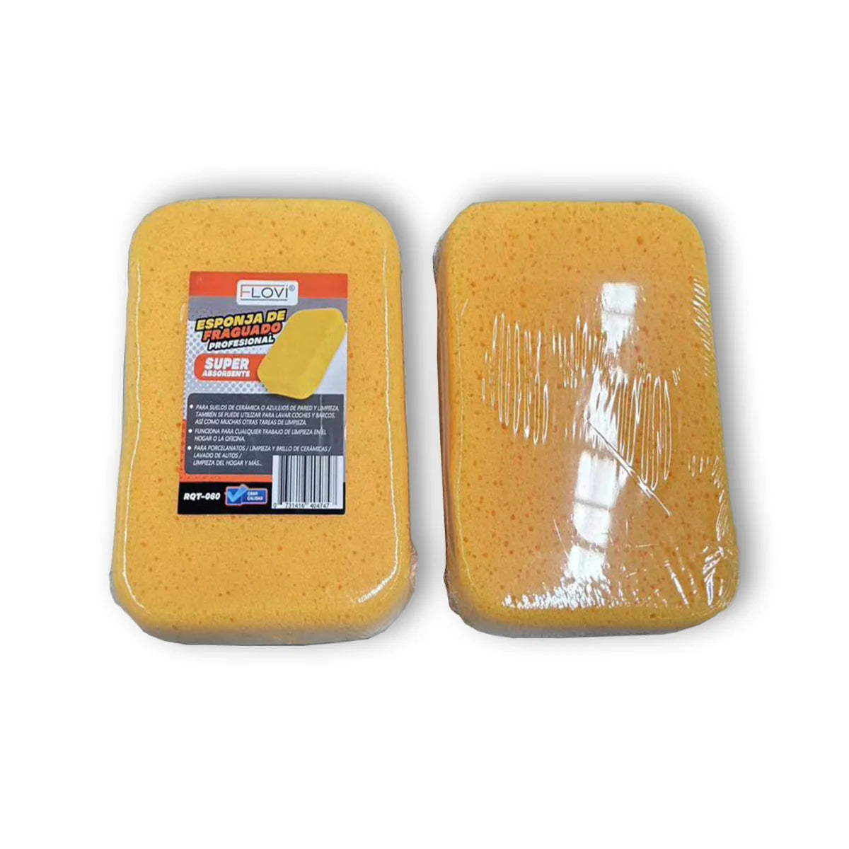 Esponja fraguadora profesional marca Flovi, súper absorbente, fabricada en poliuretano para limpieza de cerámicas y porcelanatos.