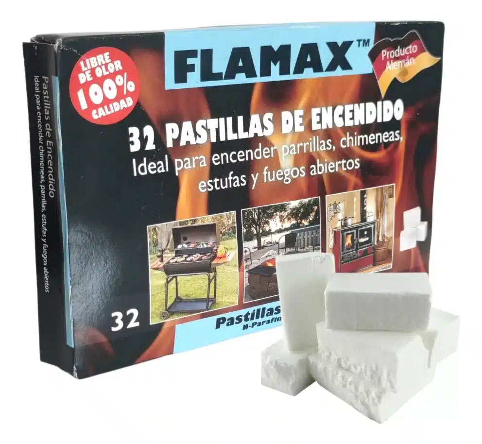 iniciadores de fuego Flamax, pastillas ecológicas para encendido rápido y fácil de parrillas, chimeneas y estufas a leña