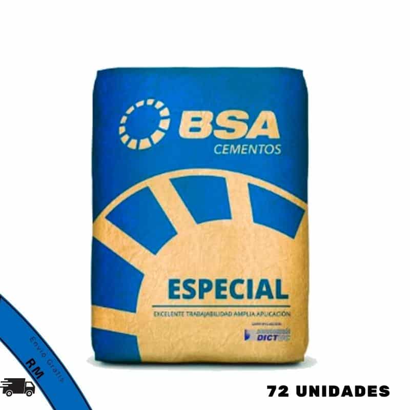 Pallet de cemento BSA Especial 72 unidades, material de construcción para hormigón y albañilería, compra mayorista con precio especial por saco.