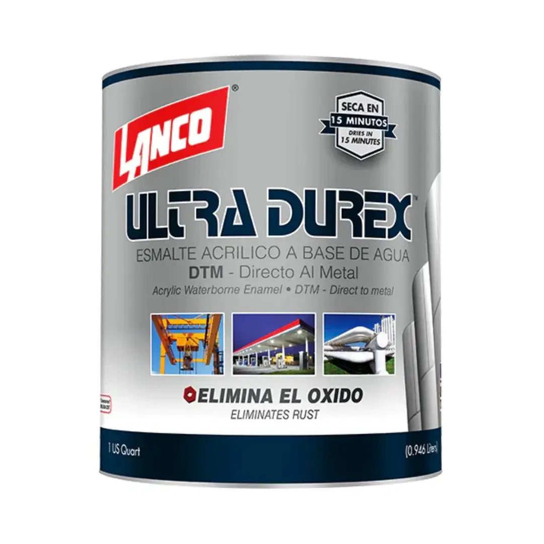 Esmalte Anticorrosivo 3 en 1 Ultra Durex Negro Brillante, pintura de alta protección y acabado directo sobre metal.
