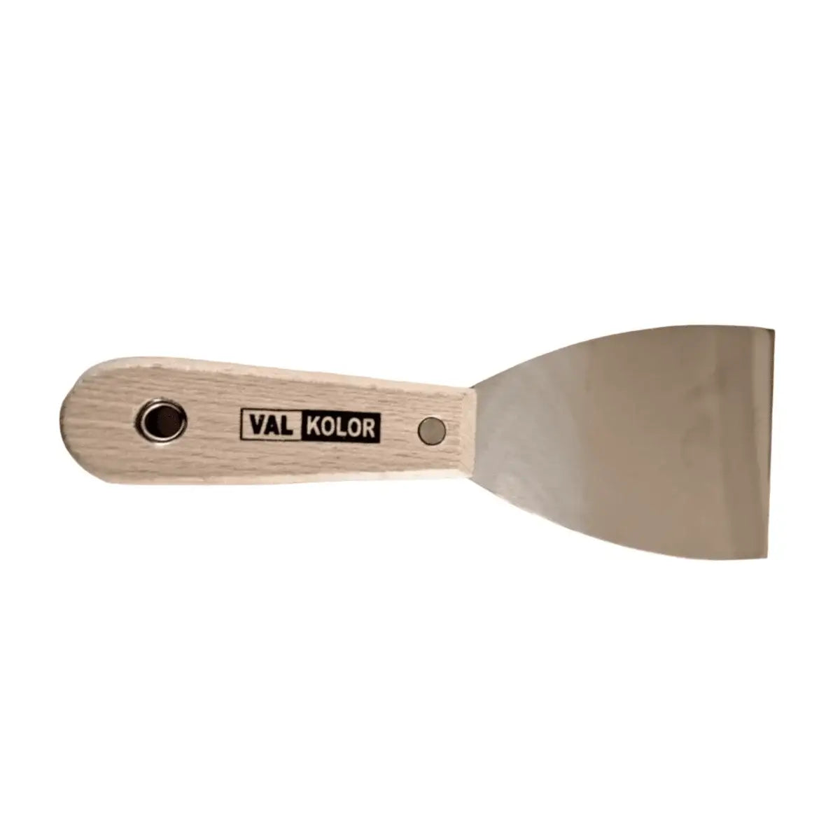 Espátula profesional de 3 pulgadas de la marca Valkolor con hoja de acero y mango de madera