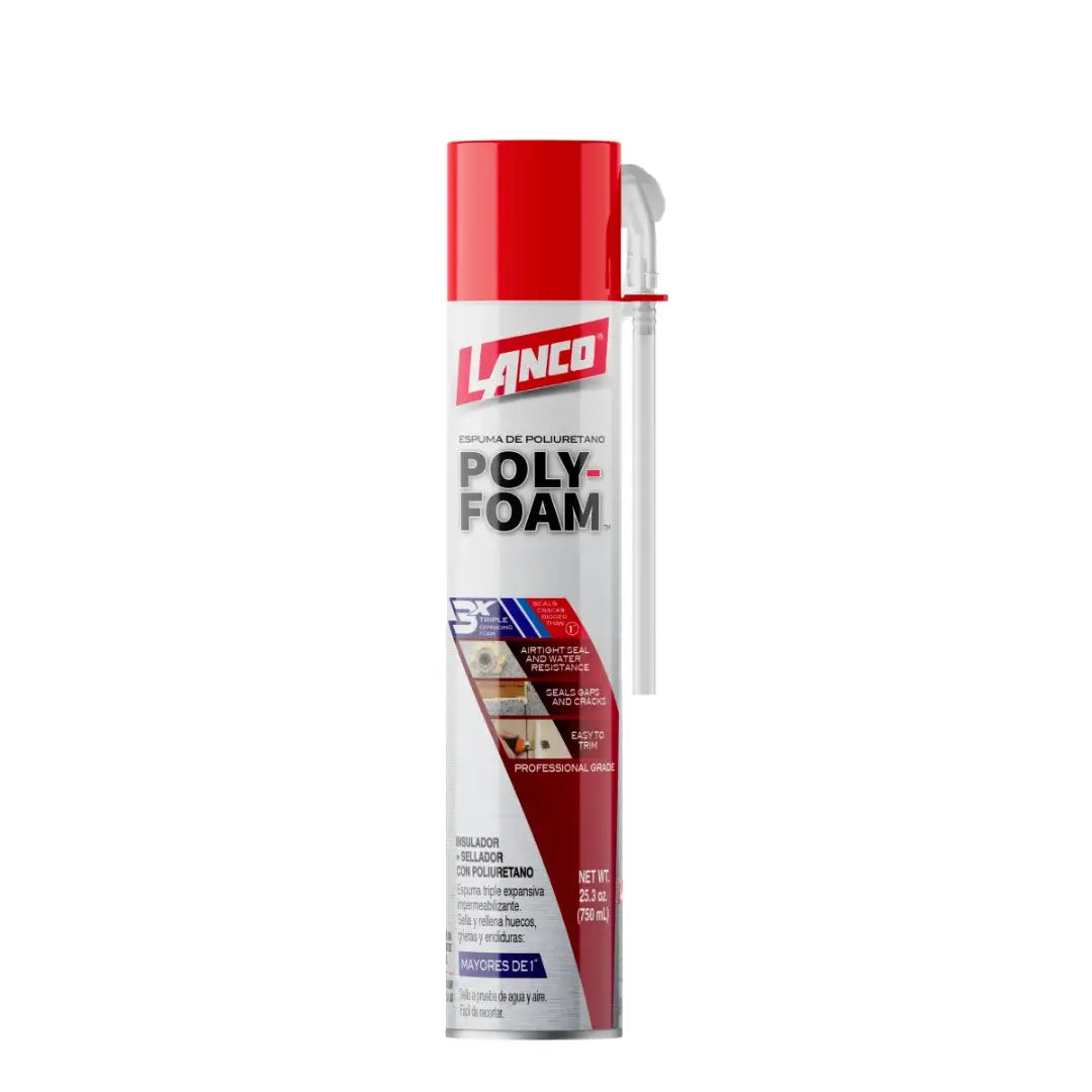 Espuma de poliuretano Lanco Poly-Foam, ideal para sellado y aislamiento de puertas, ventanas y grietas.