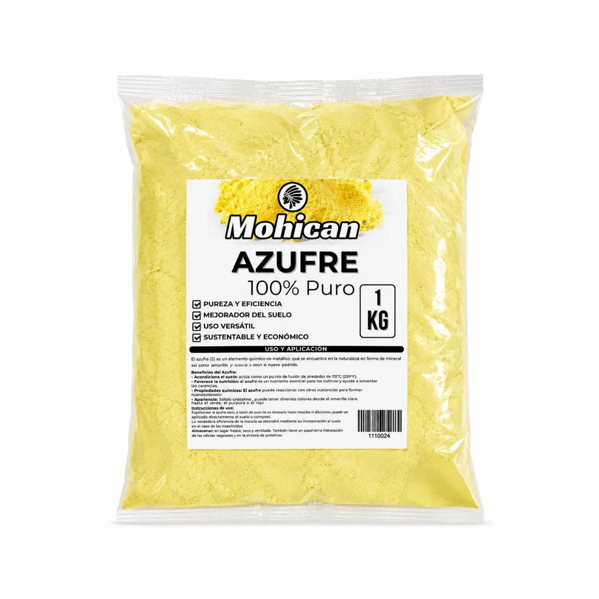 Azufre Fertilizante 100% puro Mohican bolsa 1 kg