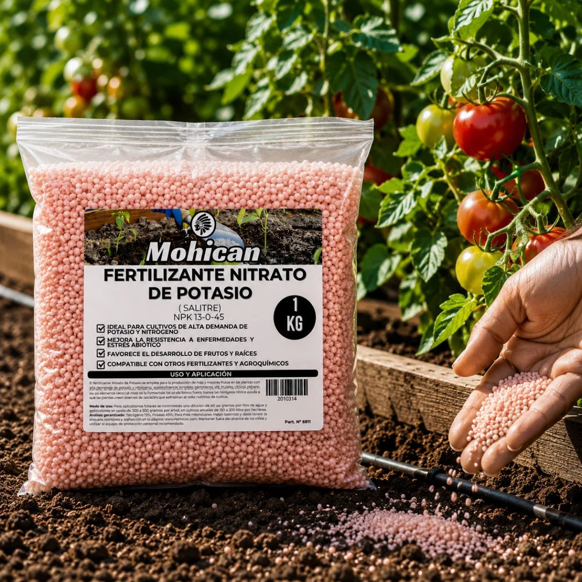 Fertilizante nitrato de potasio salitre Mohican NPK 13-0-45 1 kg