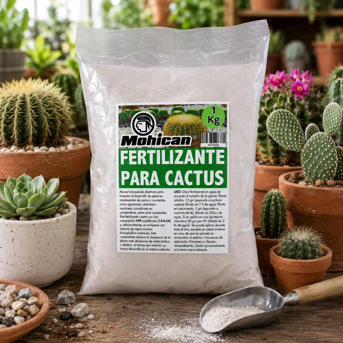 Fertilizante para cactus Mohican NPK 14-8-24 1 kg